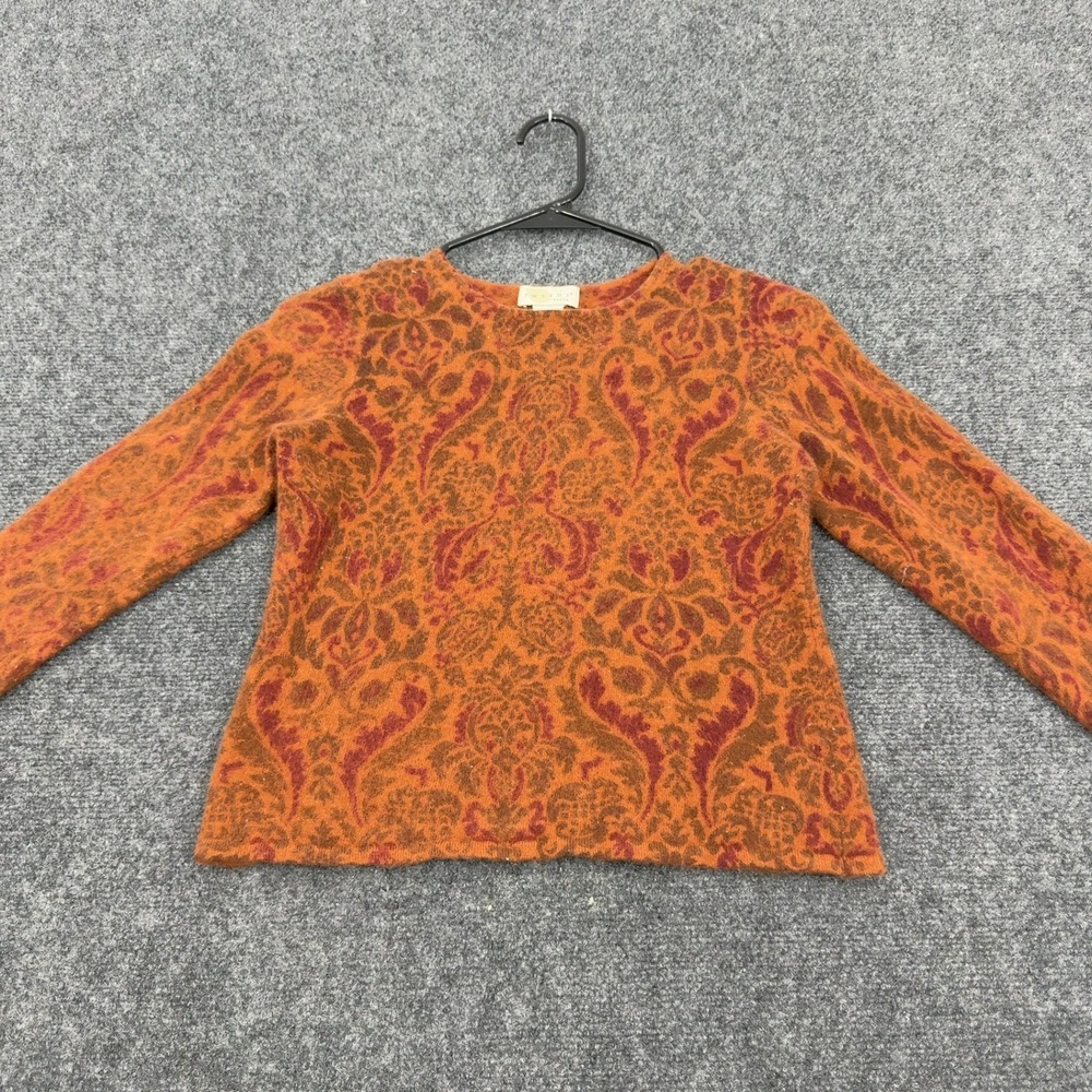 Vintage Tweeds Petite‎ Sweater Womens PL Brown Lambswool Angora Paisley Boho